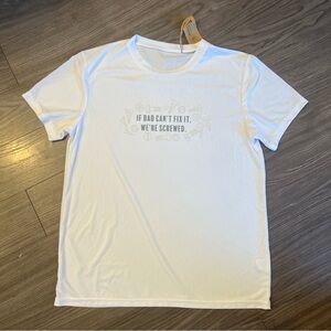 NWT mesh t-shirt "If dad can't fix it" sz S